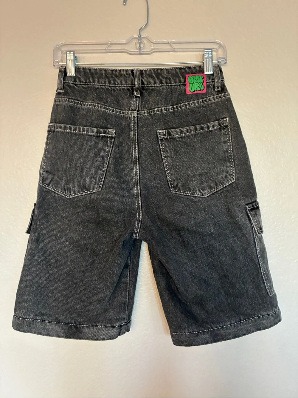 Empyre 100% Cotton Black Washed Cargo Shorts Women Size 0 Grunge Alternative Y2K